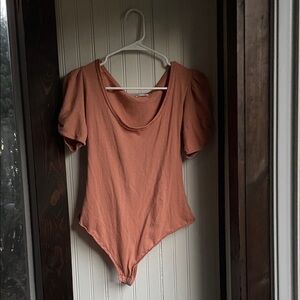 Intimately by Free People Terracotta Puff Sleeve Bodysuit
